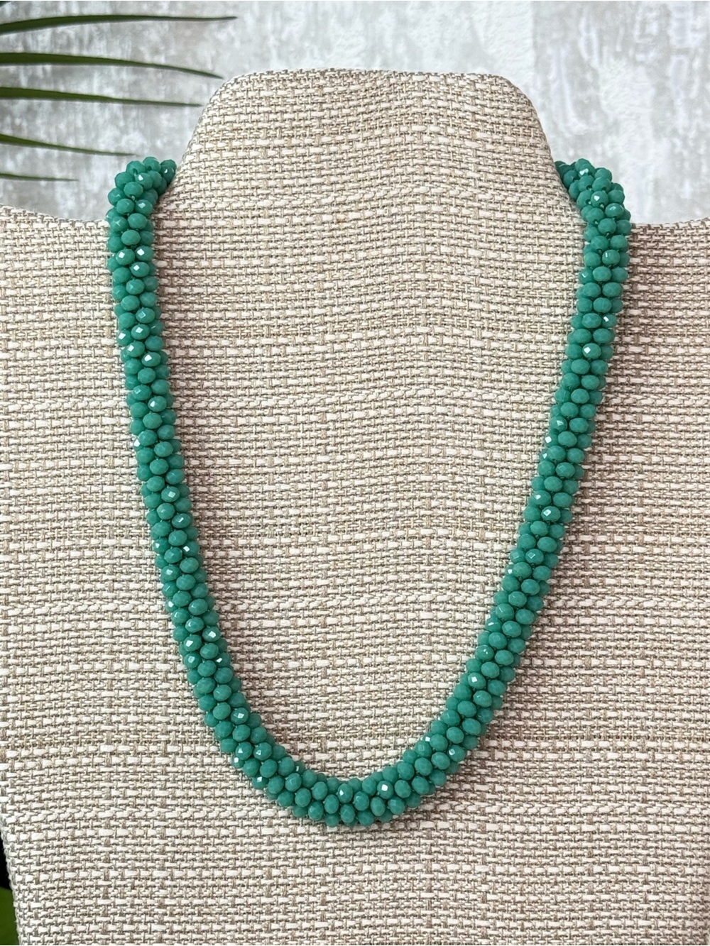 Crystal Avenue Aqua Beaded Statement Necklace NWT